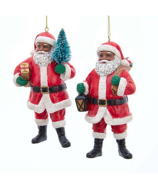 4.75"RESIN BLACK SANTA ORNAMENT 2/ASSTD