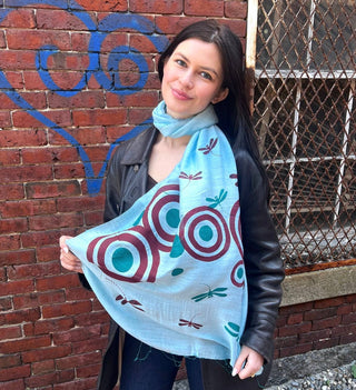 Screen Printed Silk Blend Scarves, made by hand in Vietnam