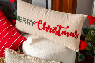 Merry Christmas Embroidered Pillow