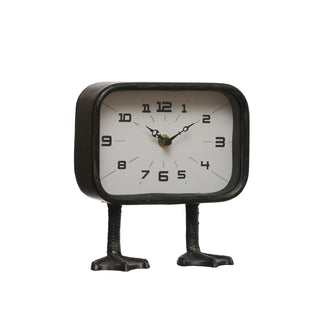 Metal Clock w/ Duck Feet, Gunmetal Finish