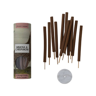 Mimosa & Cardamom Scented  Incense | 12 Piece with Marble Incense Holder