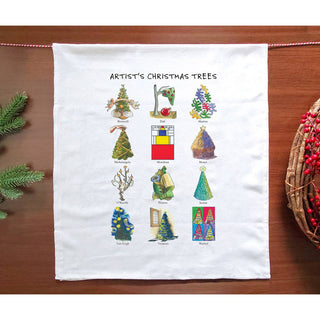 Artist's Christmas Trees Holiday Tea Towel
