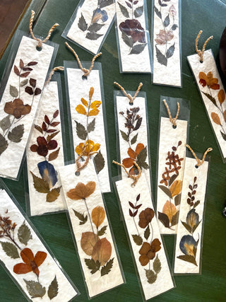 "Mulberry Tree" Bookmarks, handmade paper w/ real flowers