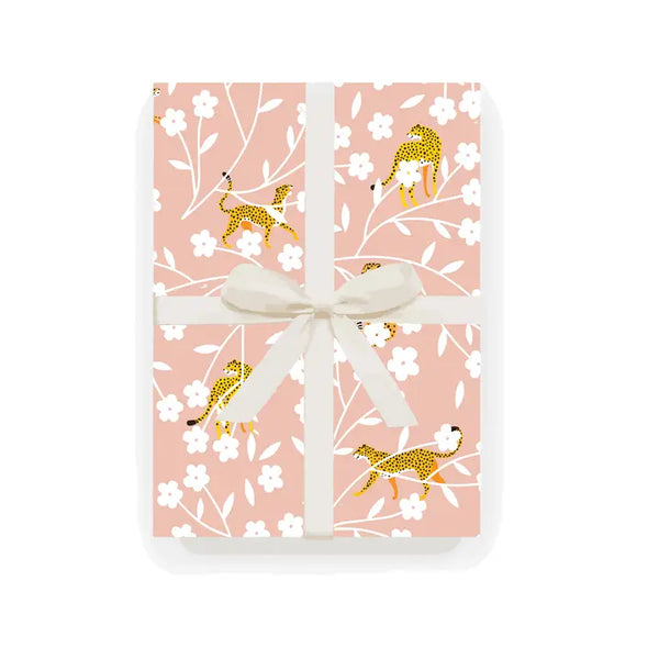 Cheetahs and Cherry Blossoms Wrapping Paper by All Very Goods