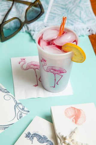 Royal Flamingo Beverage Napkins - WHITE