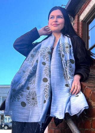 Screen Printed Silk Blend Scarves, made by hand in Vietnam