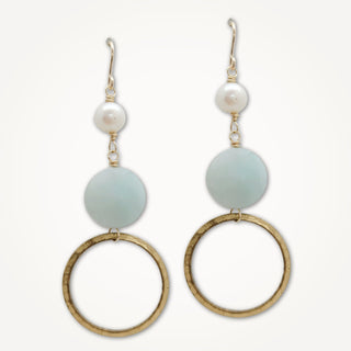 Estelle Earrings  Amazonite Gemstone Freshwater Pearl