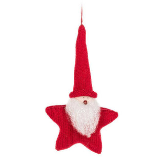 Knit Star Santa Ornament-7.5"H