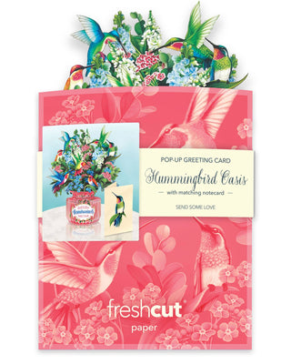 Mini Hummingbird Oasis Pop-up Greeting Card