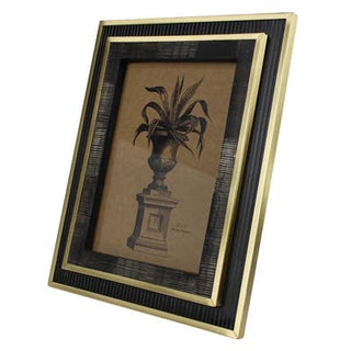 Chiseled Horn Frame, Black & Brass, 5x7