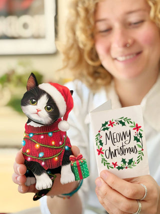 Mini Christmas Kitten  (10 Mini Pop-up Greeting Cards)