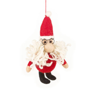 Handmade Felt Curly Santa Christmas Tree Hanging Decoration
