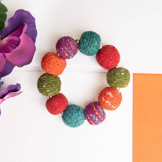 Threaded Kantha Bracelet - Harvest