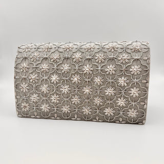 Gray Velvet Quatrefoil Clutch with Moonstones