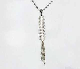 Greek Key Silver Necklace on 30" Chain