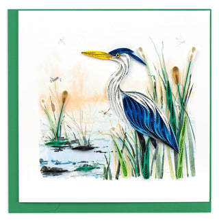 GREAT BLUE HERON QUILLING CARD