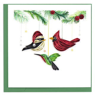 Holiday Bird Ornament Quilled Greeting Card