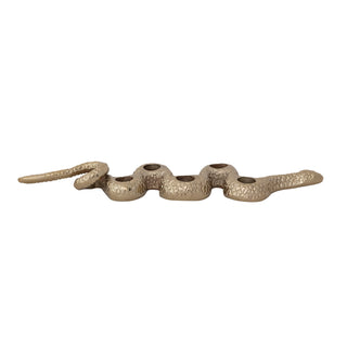 Cast Aluminum Snake Shaped Taper Holder, Gold Finish (Holds 5 Tapers)