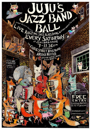 "Jazz Animals" Art Print by Fox and Comet | 13" x 18"