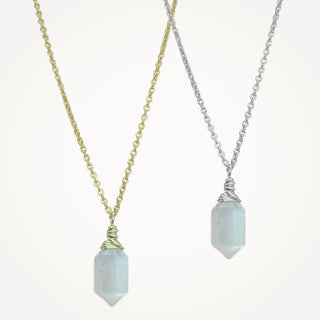 Hexa Crystal Necklace - Moonstone - Gold Chain