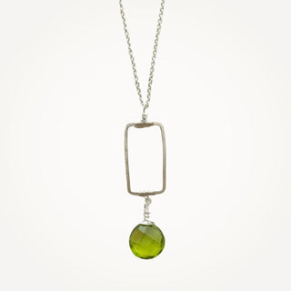 Vertical Frame Necklace - Spring Green Quartz