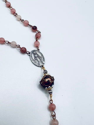 Venetian Glass Wedding Cake Pink Rosary