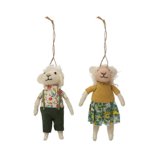 Wool Felt Lamb in Outfit Ornament, 2 Styles