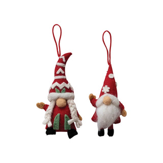 Handmade Wool Felt Gnome Ornament w/ Applique, 2 Styles