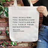 Shakespeare Insult 'You Scullion' Large Tote Bag: Bookishly logo