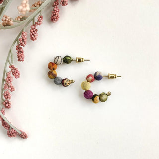 KANTHA TINY HOOP EARRINGS