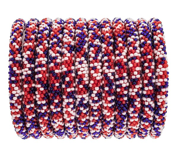 Roll-On® Bracelet Red, White, and Blue Speckled