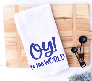 Designing Moments - OY TO THE WORLD, HANUKKAH CELEBRATION JEWISH KITCHEN TOWEL