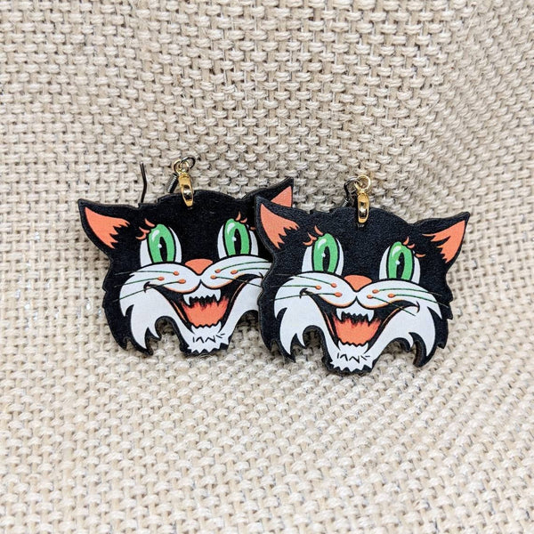 Iamsonotcool - Black Cat Halloween Earrings