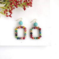WorldFinds - Kantha Dangling Square Earrings