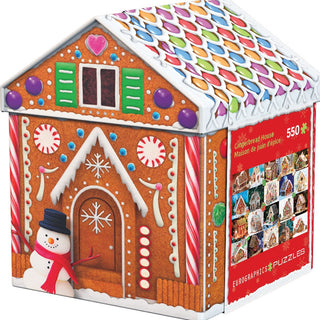 GINGERBREAD HOUSE PUZZLE IN TIN BOX