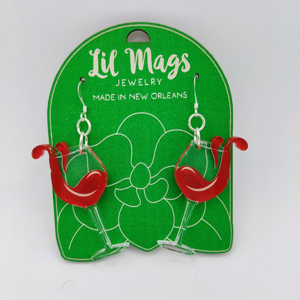Lil Mags Wine Acrylic Earrings