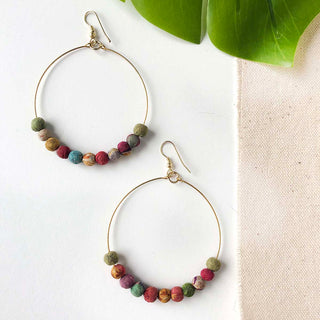 KANTHA BEADED HOOP EARRINGS