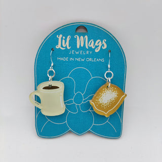 Lil Mags Beignets & Coffee Acrylic Earrings