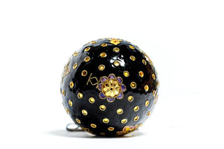 FLEUR DE LIS POLKA DOTS BLACK CLOISONNE ORNAMENT