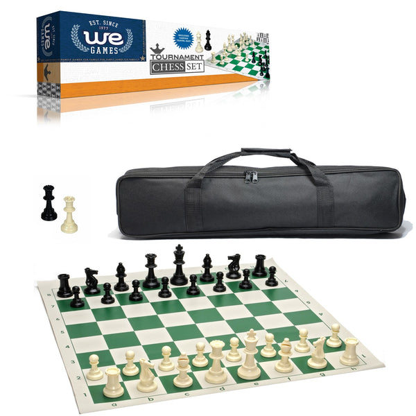 QUALITY TOURNAMENT CHESS SET WITH BLACK CANVAS TOTE