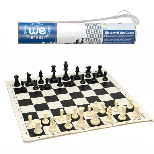 WE GAMES ROLL-UP TRAVEL CHESS SET IN CARRY TUBE