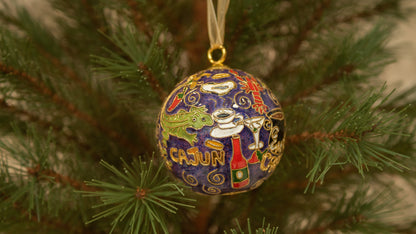 NEW ORLEANS FOOD CLOISONNE ORNAMENT (PURPLE)