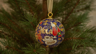 NEW ORLEANS FOOD CLOISONNE ORNAMENT (PURPLE)