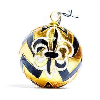 BLACK AND GOLD FLEUR DE LIS  CLOISONNE ORNAMENT