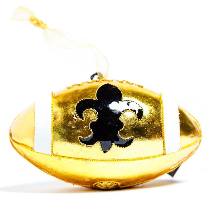 FLEUR DE LIS FOOTBALL SHAPED CLOISONNE ORNAMENT