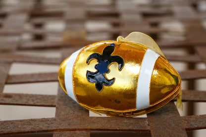 FLEUR DE LIS FOOTBALL SHAPED CLOISONNE ORNAMENT