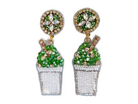 GREEN SNOWBALL EARRINGS