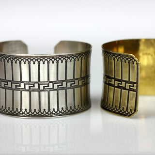 GREEK KEY LG CUFF BRASS