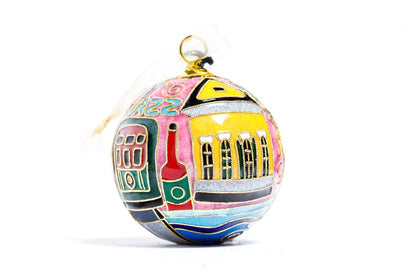 NEW ORLEANS CITY ICONS COISONNE ORNAMENT (PINK BACKGROUND)