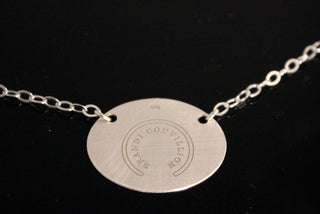 CRESCENT CITYSCAPE OVAL SILVER NECKLACE